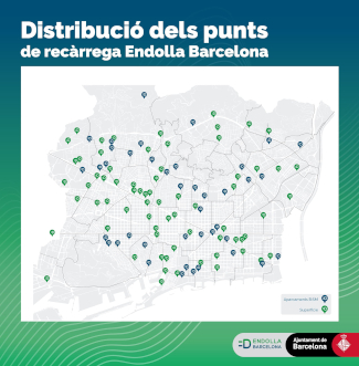 Mapa dels 43 nous punts de recàrrega a Barcelona - endolla